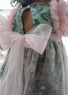 Girl | Eva and Floral Tulle Romper | Pink x Green