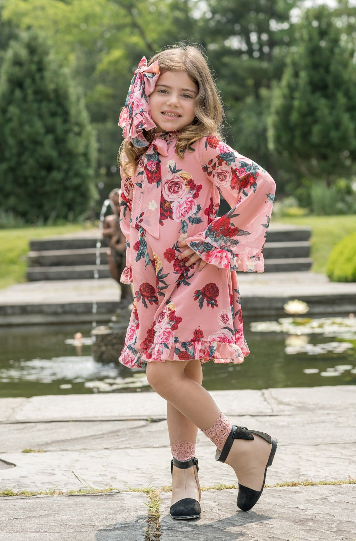 Girl | Flora Flower Print Jumpsuit | Pink