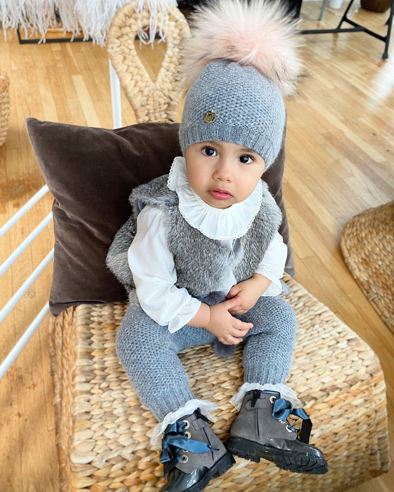 Girl | Grey Rabbit Vest | Gray