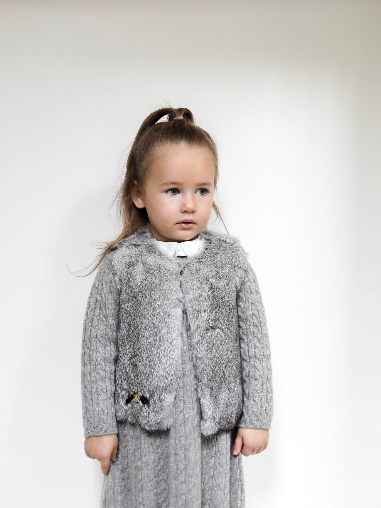 Girl | Grey Rabbit Vest | Gray