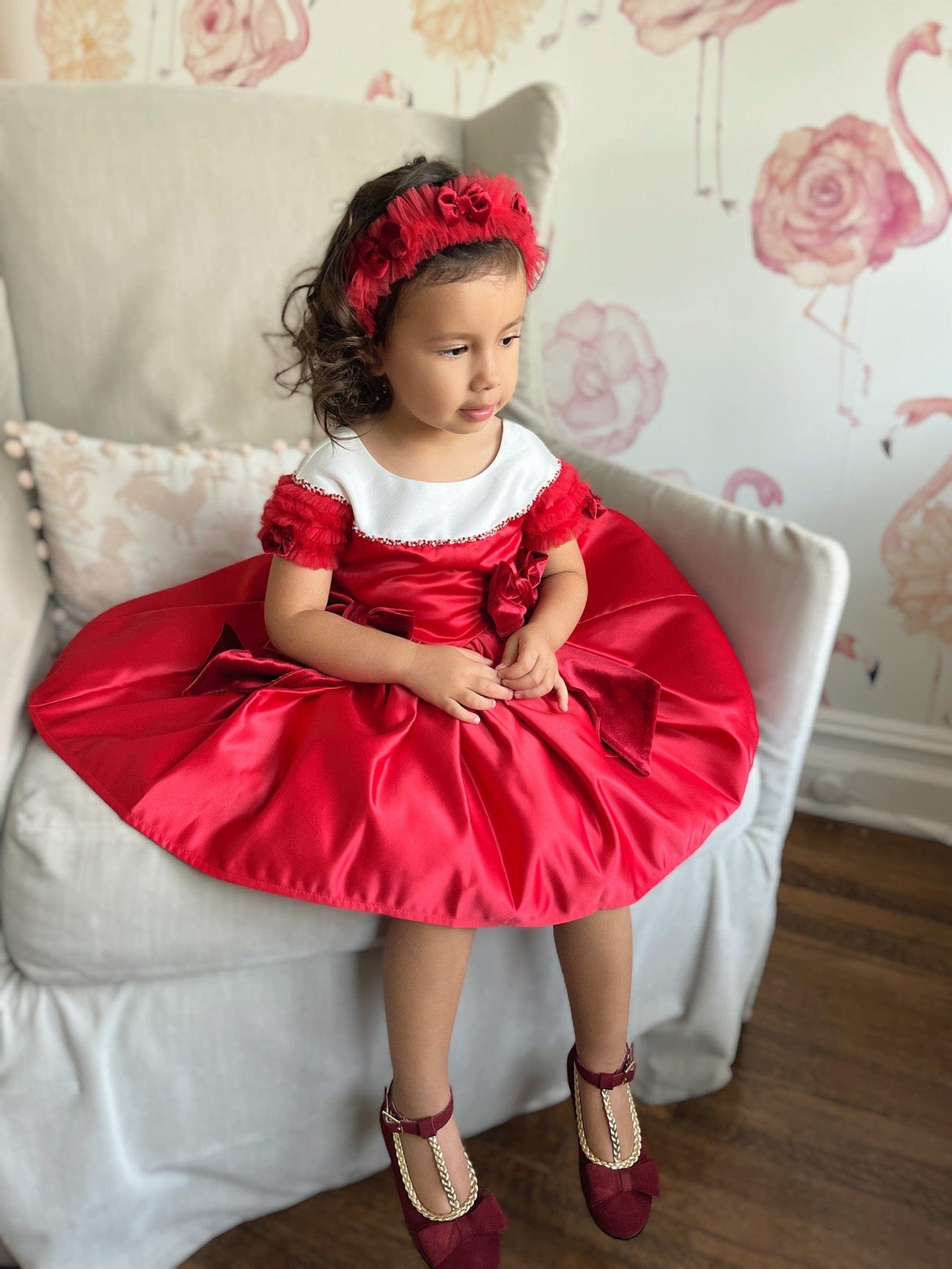 Girl | Holly Amad Satin Ceremony Dress | Red