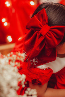 Girl | Holly Velvet Hair Bow | Red