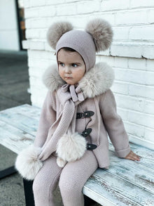 Girl | Honeycomb Dusty Fox Fur Cashmere Scarf | Pink