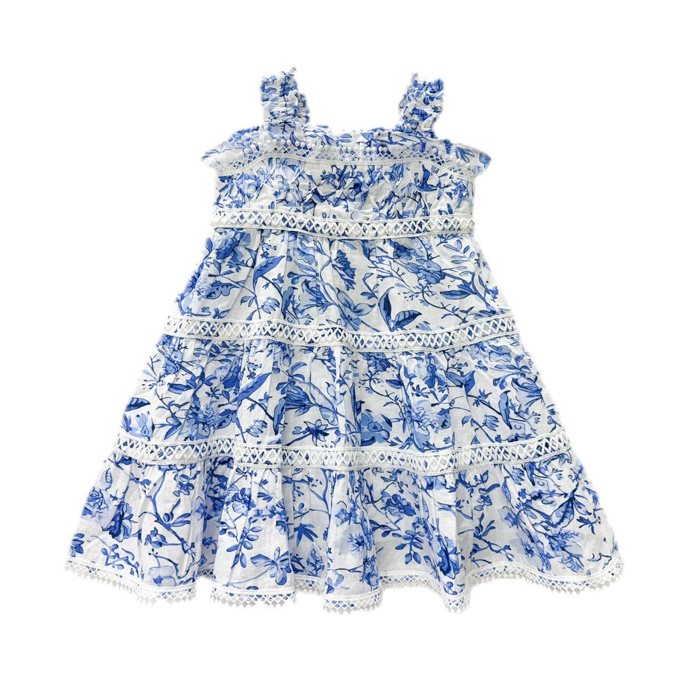 Girl | Jaylin and Linen Sleeveless Summer Dress | Blue x White