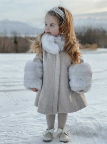 Girl | Karenina Grey Fur Wool Coat | Gray