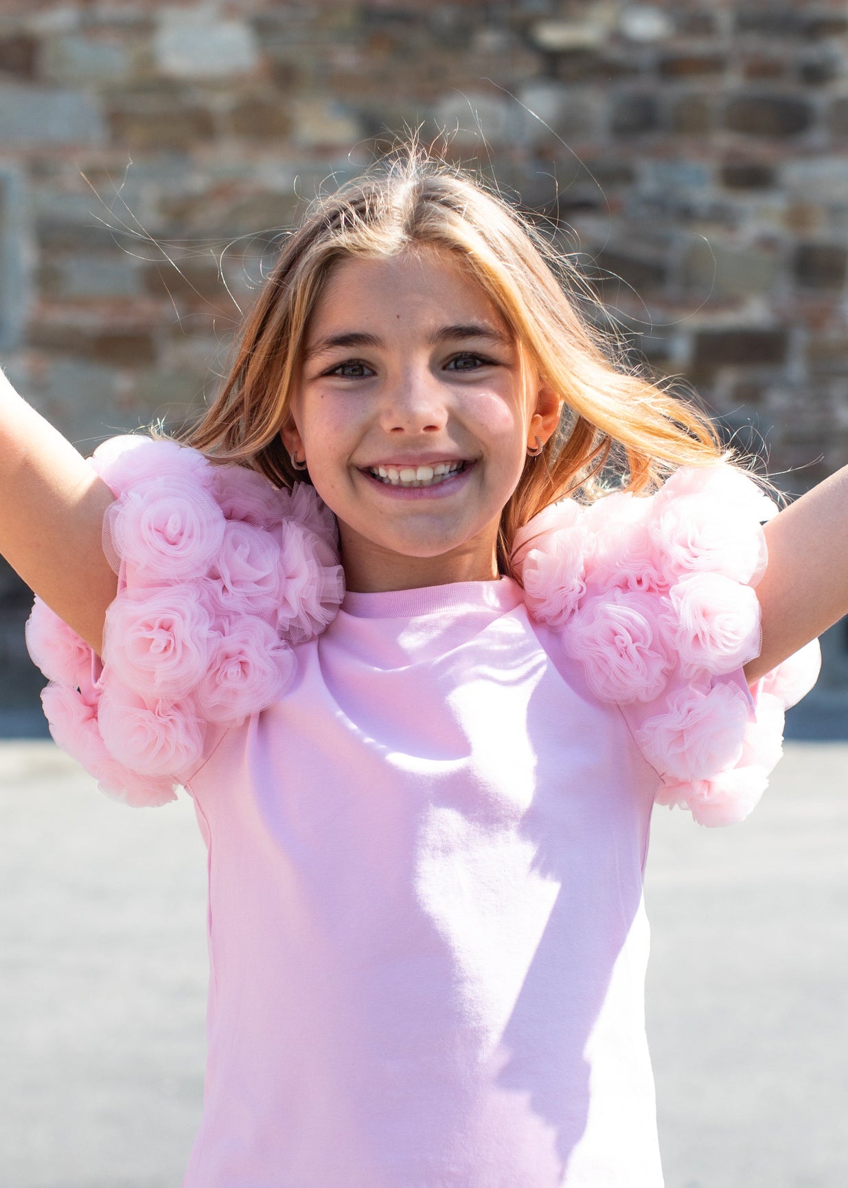 Girl | Maya Pink Flower Cotton T-Shirt