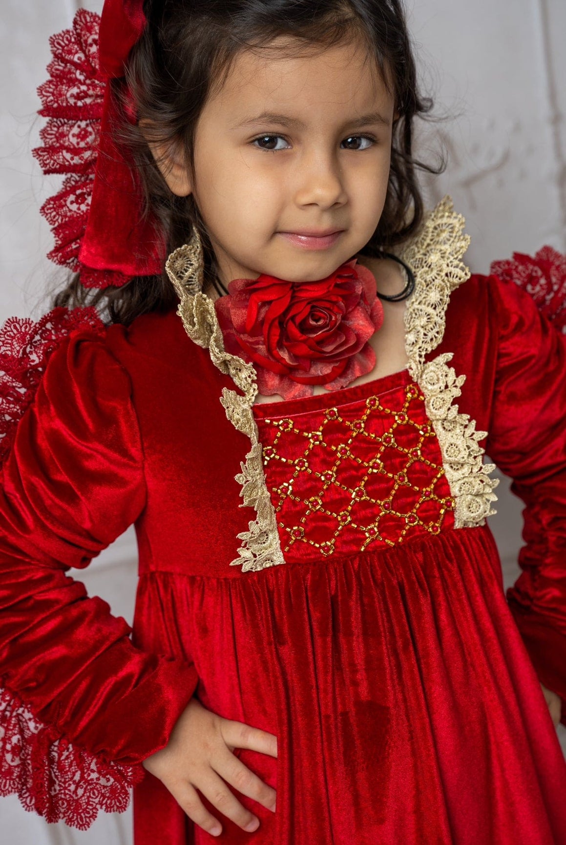 Girl | Victoria Flower Neck Tie | Red