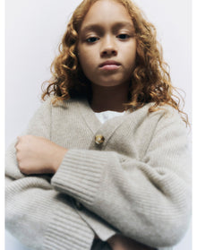 Girls | Bonpoint X Khaite Sienna Cardigan Heathered | Beige