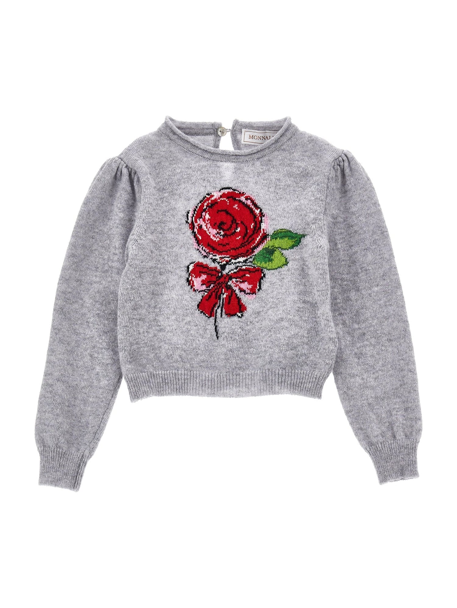 Girls | Supersoft Pullover With Rose | Pearl Grey