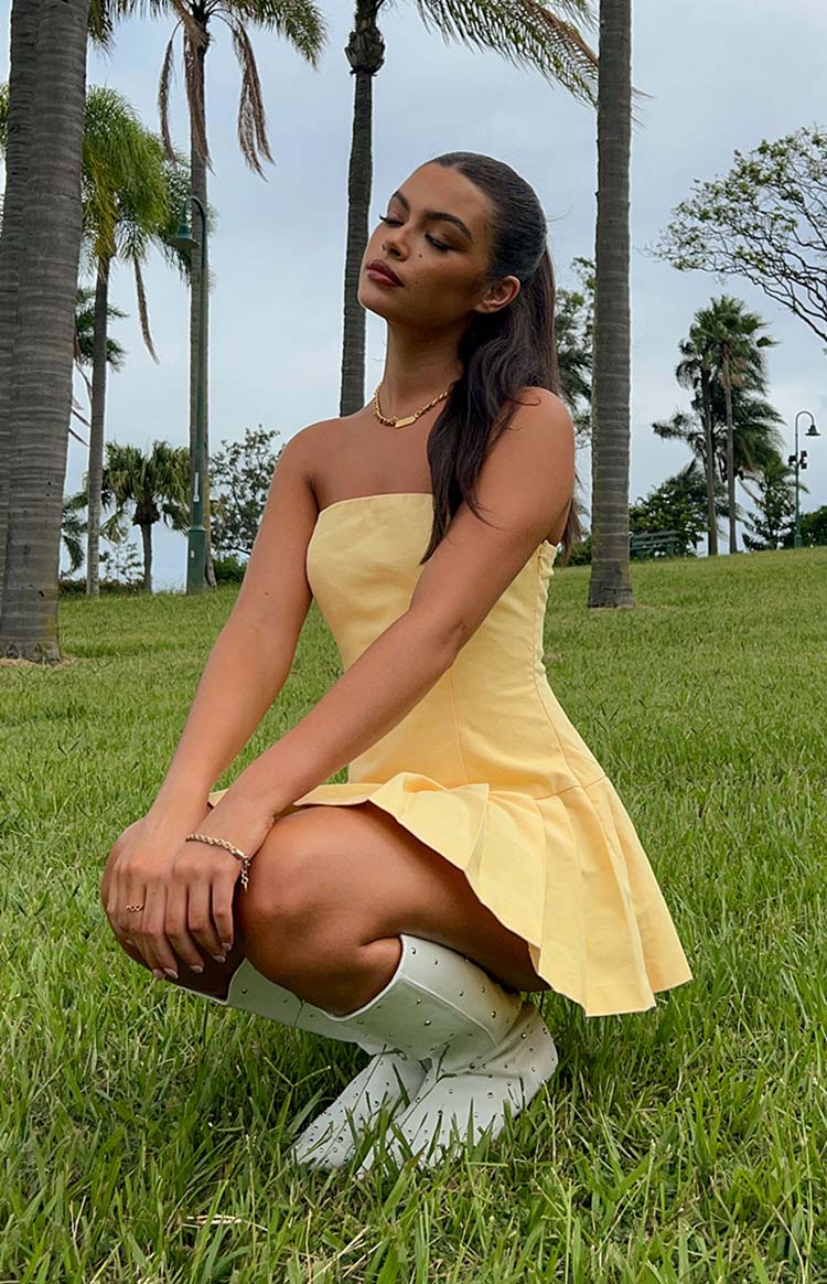 Good Days Strapless Mini Dress | Yellow