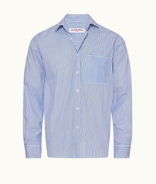 Grasmoor Stripe Classic Stripe Easy Fit Cotton Shirt | Signal Blue/White