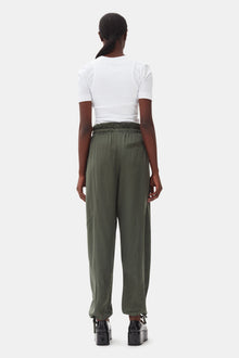 Green Washed Satin Trousers | Climbing Ivy