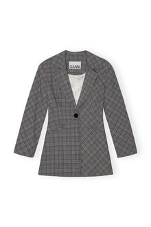 Grey Checkered Fitted Blazer | Frost Gray