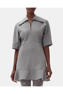 Grey Striped Suiting Mini Dress | Mirage Gray