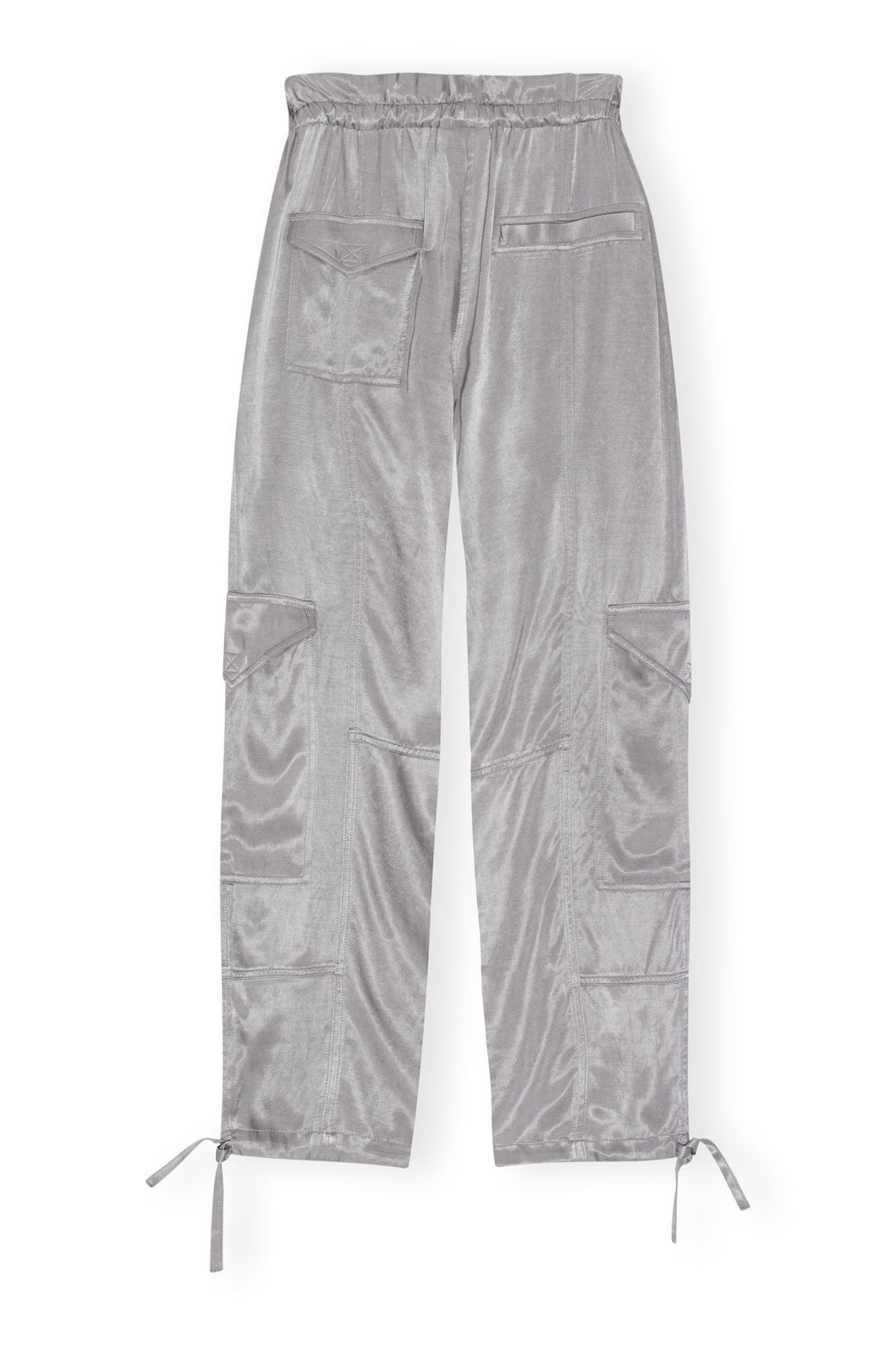 Grey Washed Satin Trousers | Frost Gray