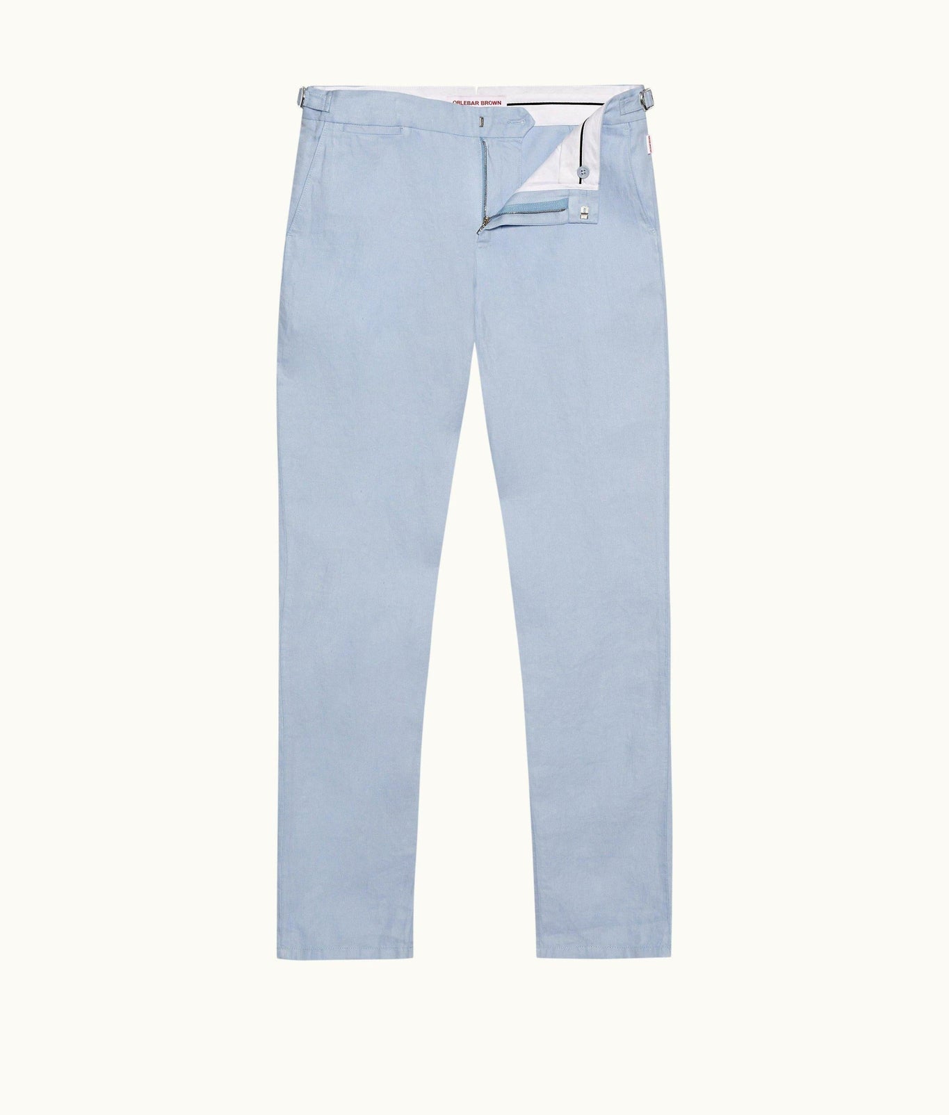 Griffon Linen Tailored Fit Linen Trousers | Light Blue