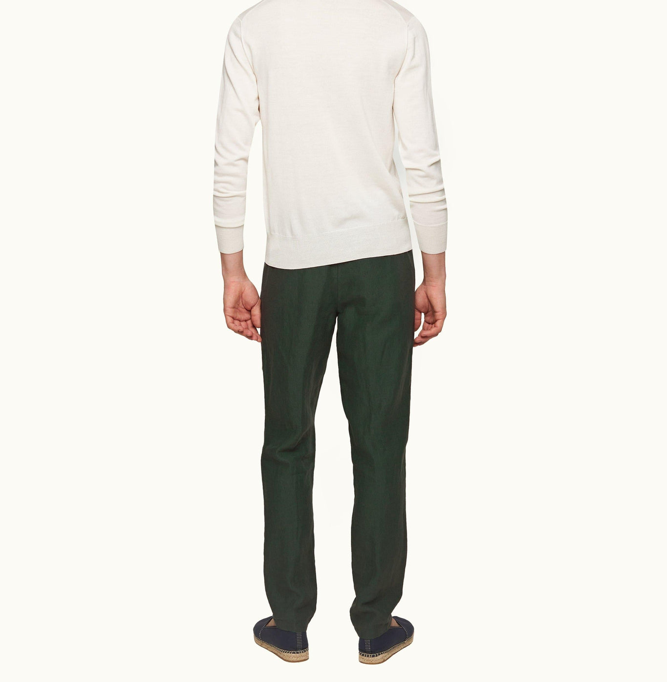 Griffon Linen Tailored Fit Washed Linen Trousers | Dark Sherwood