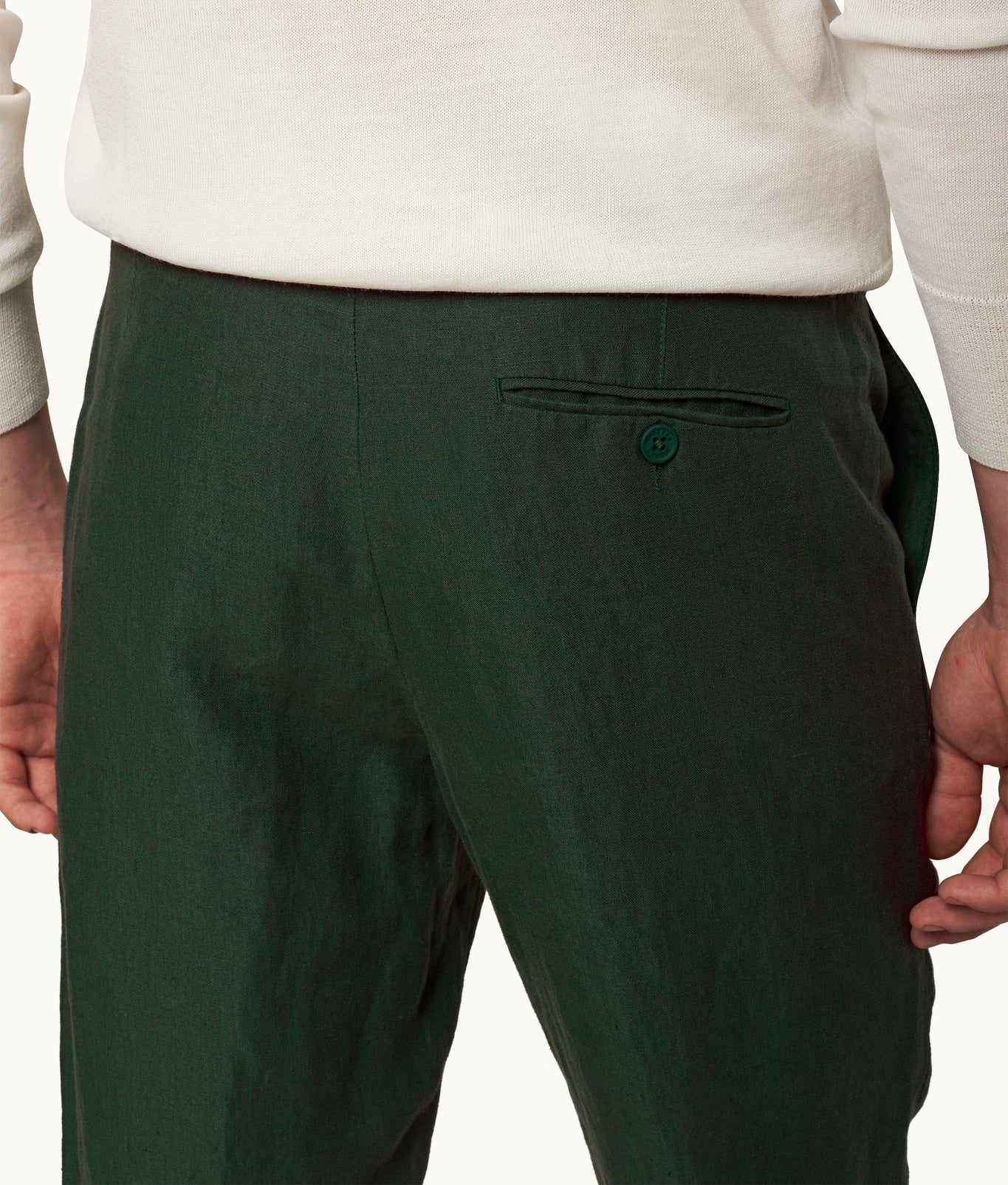 Griffon Linen Tailored Fit Washed Linen Trousers | Dark Sherwood