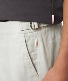 Griffon Linen Tailored Fit Washed Linen Trousers | White Jade