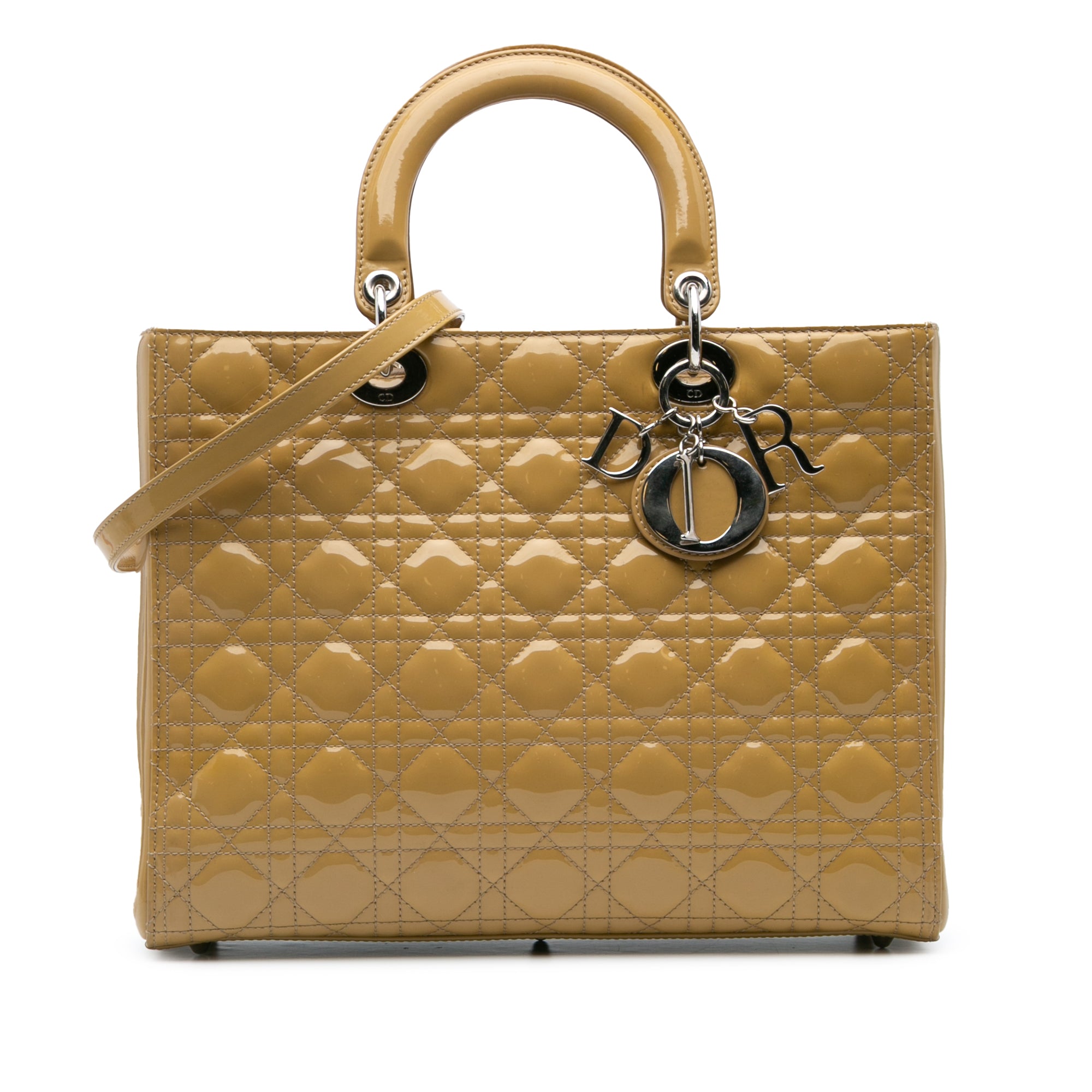Dior | Pre-Owned Large Patent Cannage Lady | Yellow