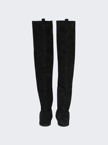 Women | Amina Muaddi | Heidi Thigh High Boot Crosta And Ivory Shearling | Black
