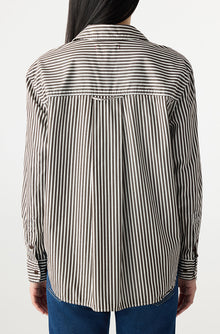 AMO Denim | Lauren Shirt in Mocha/Storm Stripe