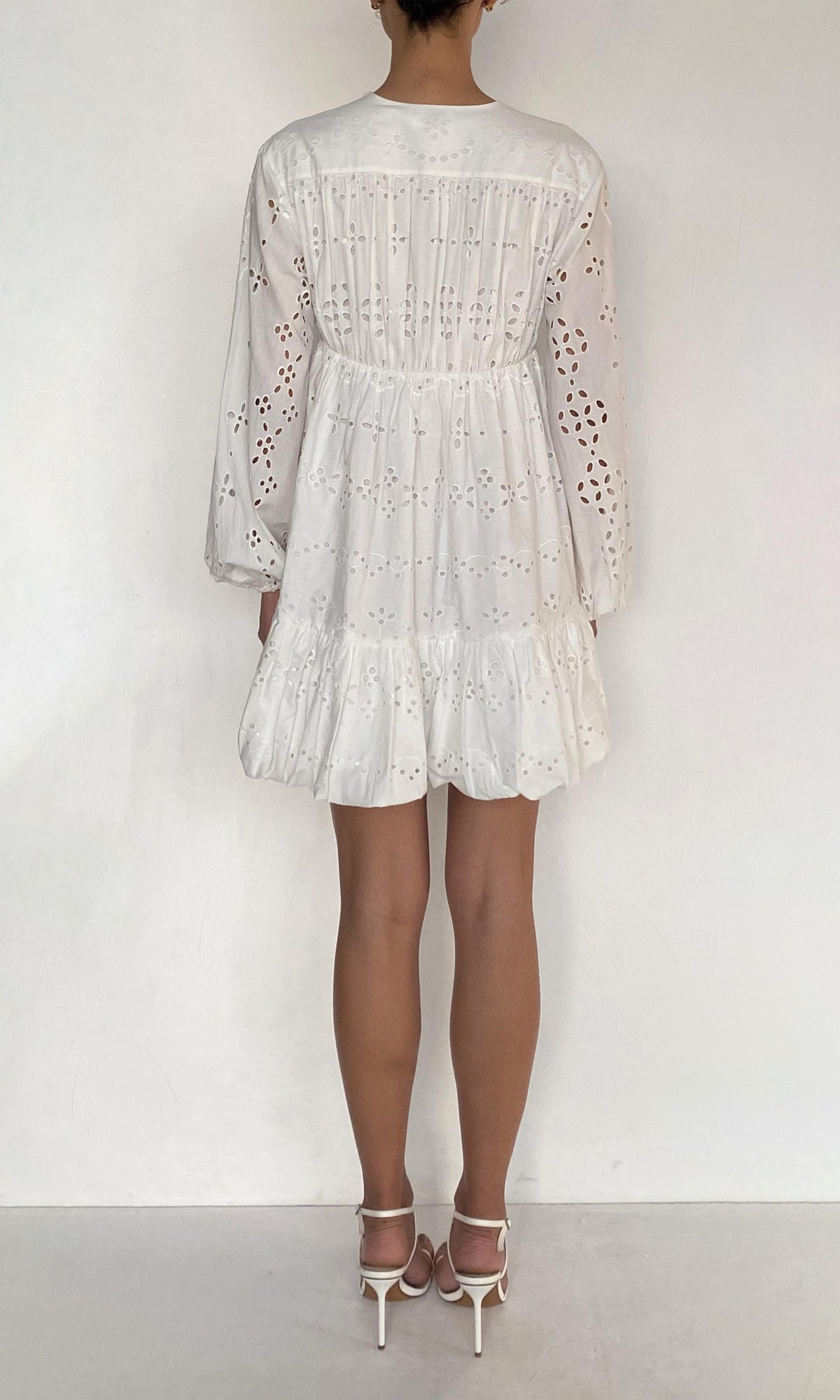 Womens | Adya Cotton Schiffli Short Dress | White