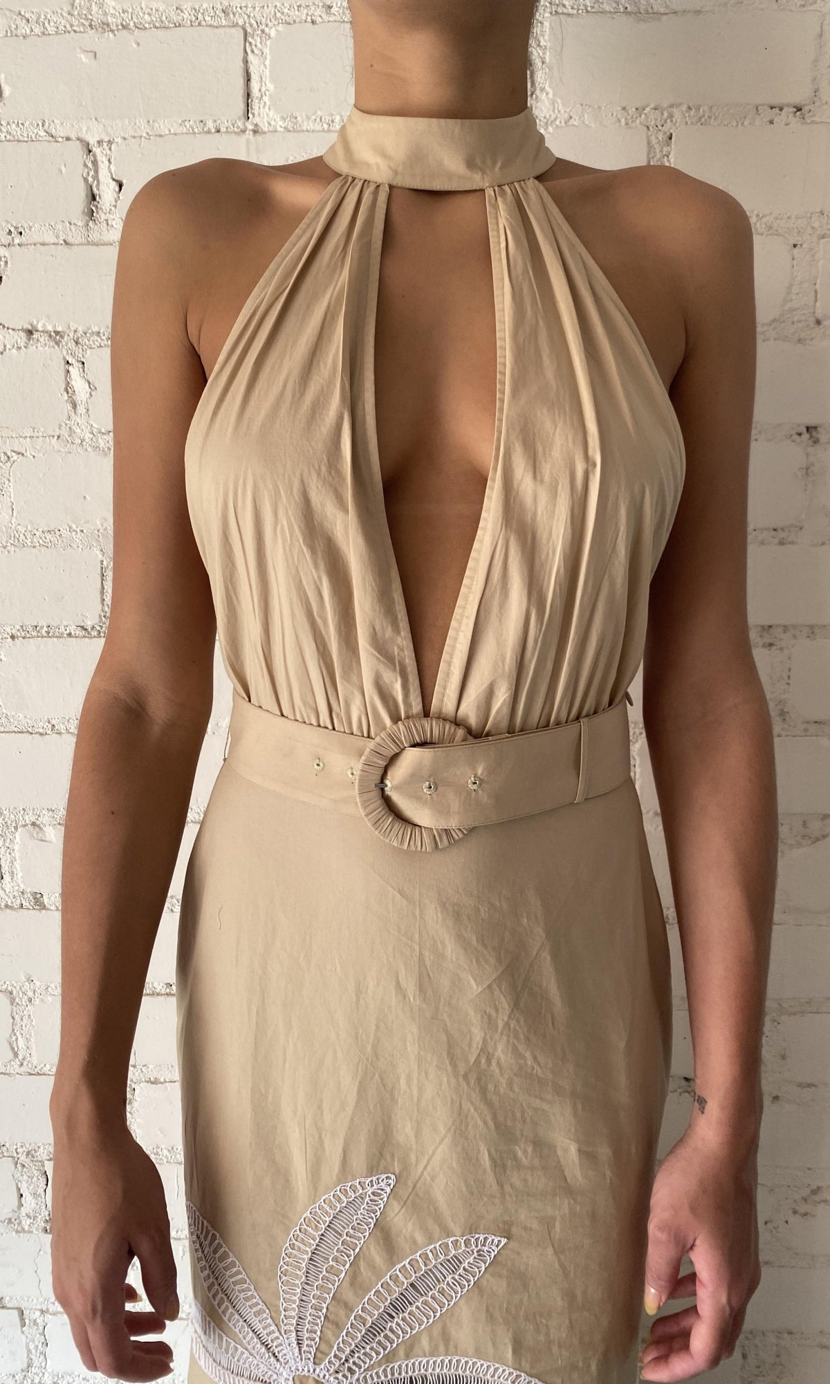 Hemant And Nandita | Ari Cotton Poplin Long Dress | Nude