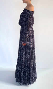 Womens | Atri Viscose Georgette Tiered Maxi Skirt | Grey