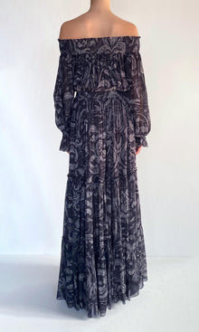 Womens | Atri Viscose Georgette Tiered Maxi Skirt | Grey