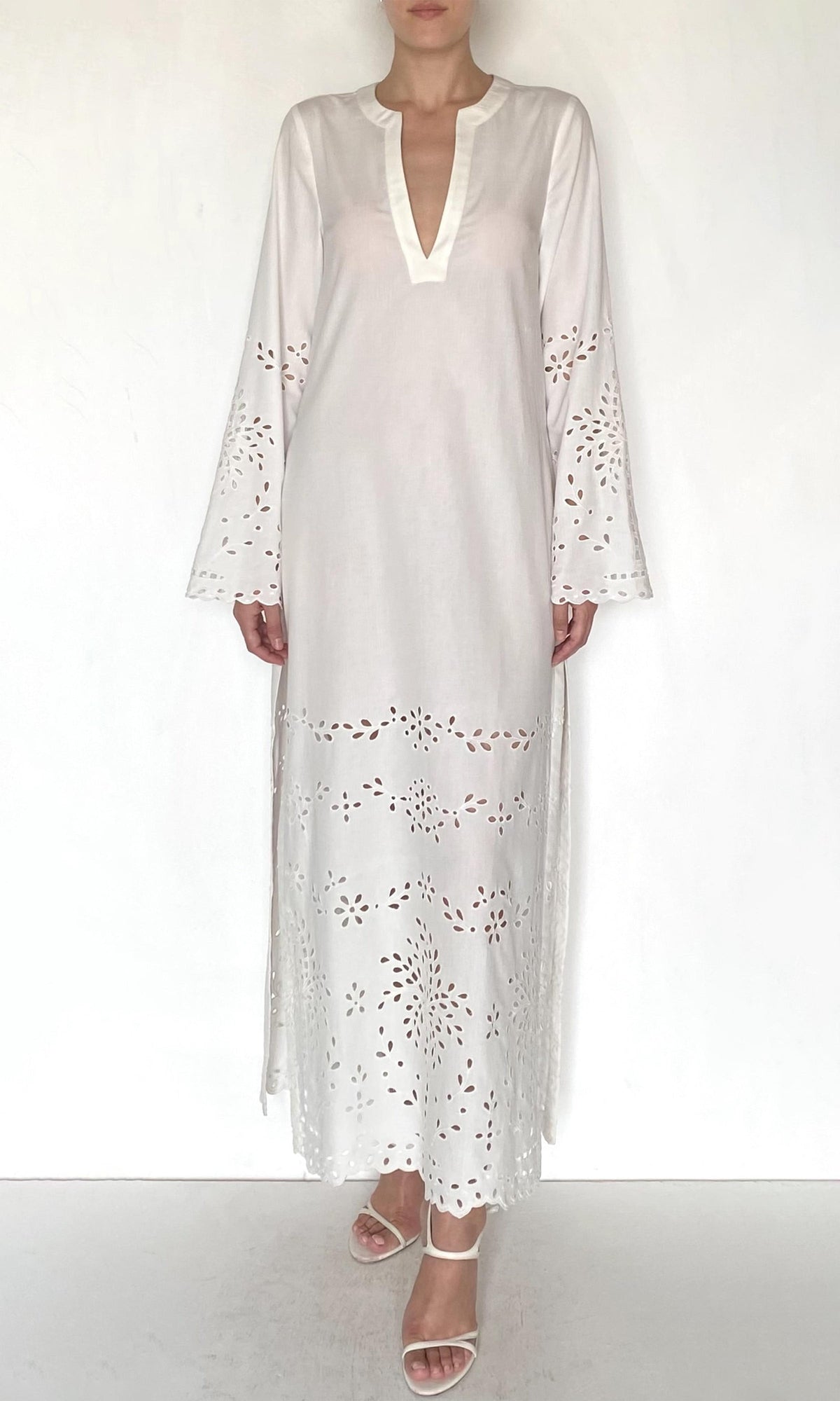 Womens | Bagh Organza Long Kaftan | White