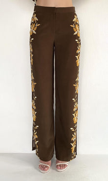 Womens | Bota Viscose Heavy Crepe Pants With Slit | Brown