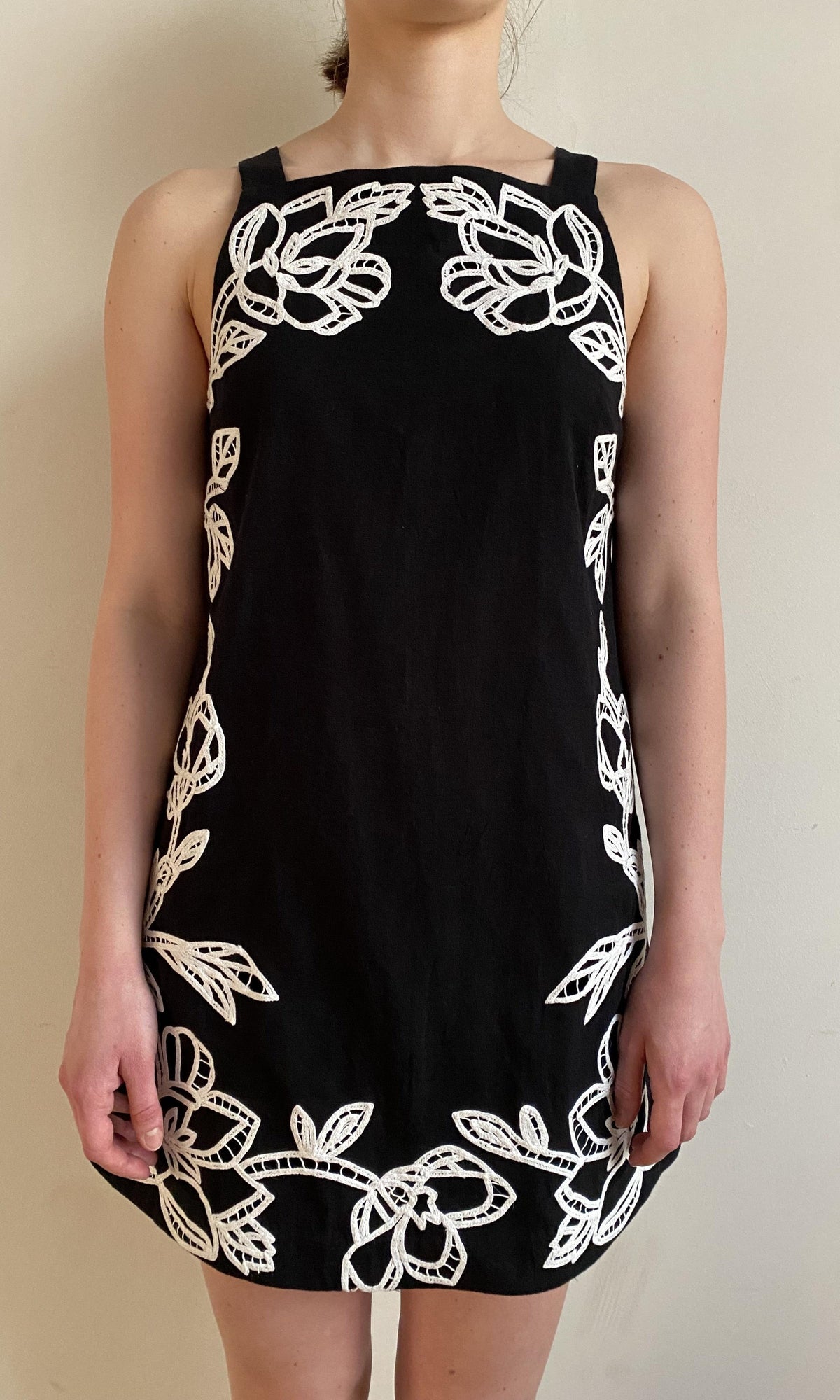 Womens | Daha Cotton Linen Short Dress | Black White