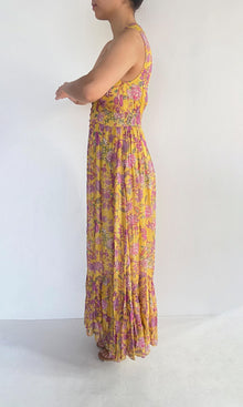 Womens | Dhea Viscose Crinkle Chiffon Long Dress | Yellow