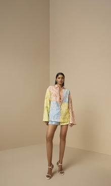 Womens | Fiza Linen Cotton Waist Elasticated Shorts | Multi