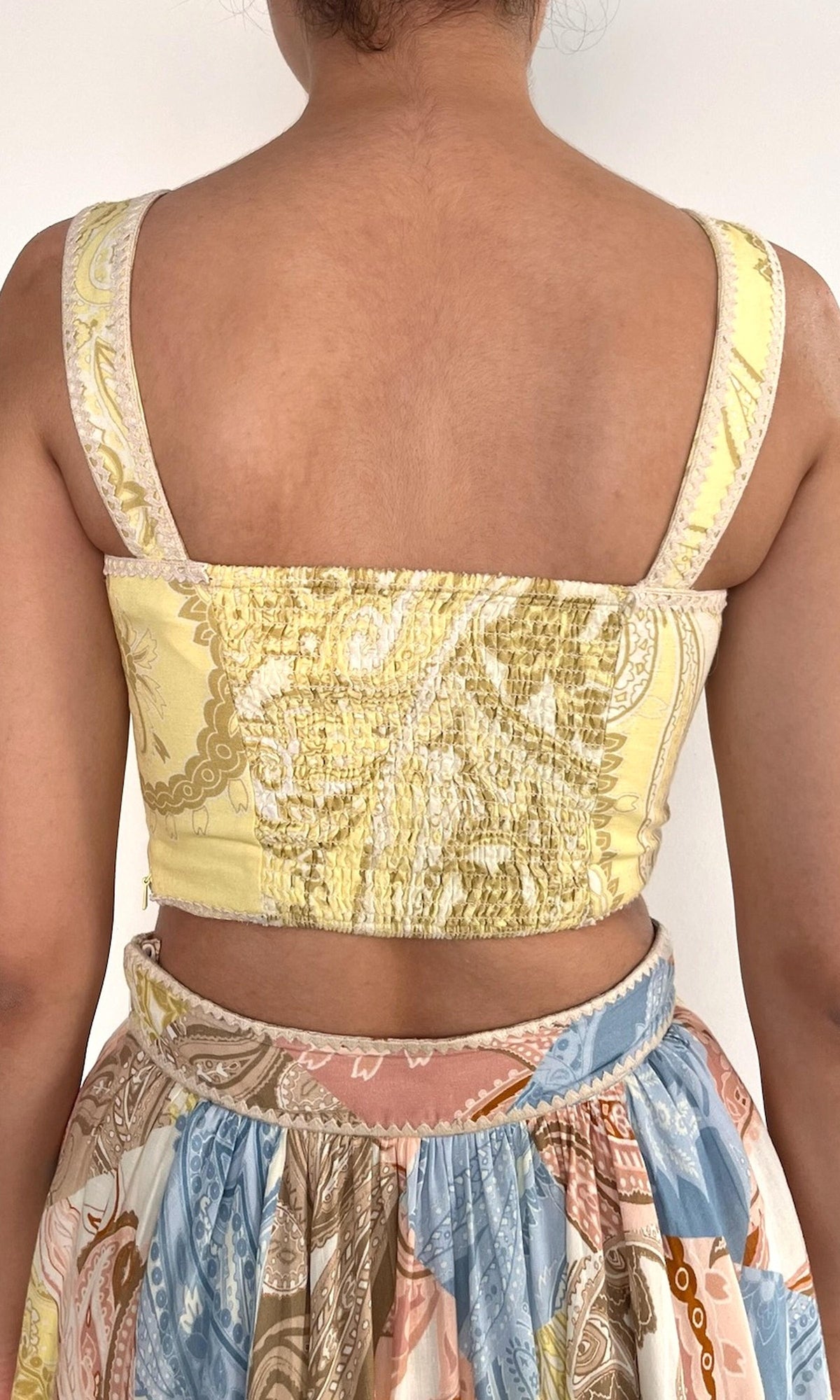 Hemant And Nandita | Fiza Linen Cotton Corset Top | Yellow