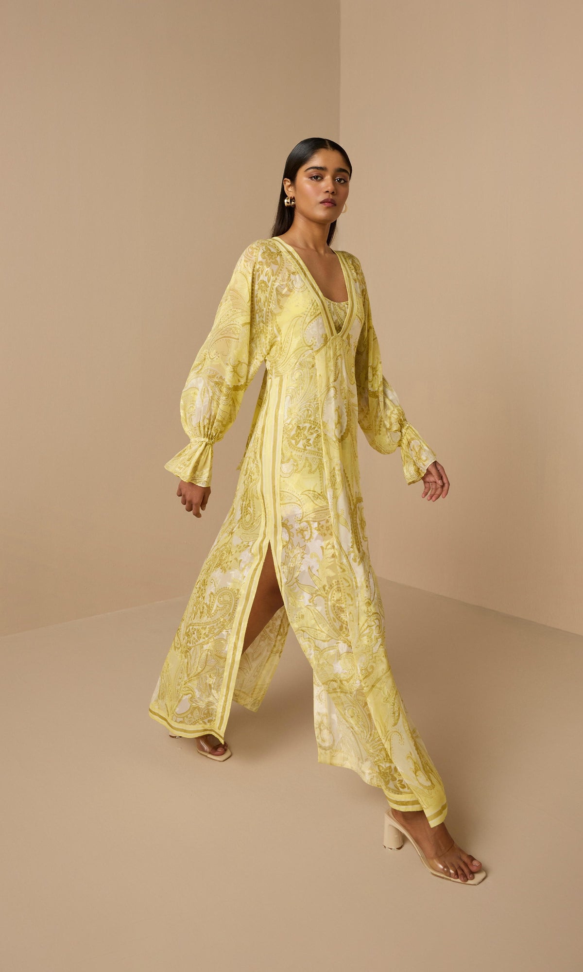 Womens | Fiza Viscose Ggt Dobby Kaftan Without Slip | Light Yellow