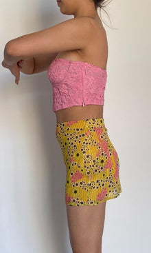Womens | Floral Viscose Georgette Lurex Short Skirt | Yellow Multi