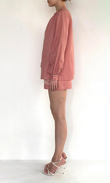 Womens | Gul Linen Cotton Front Tie Top | Dusty Pink