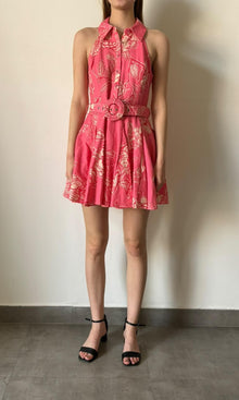 Hemant And Nandita | Inv Cotton Lilen Short Dress With Buckle | Pink