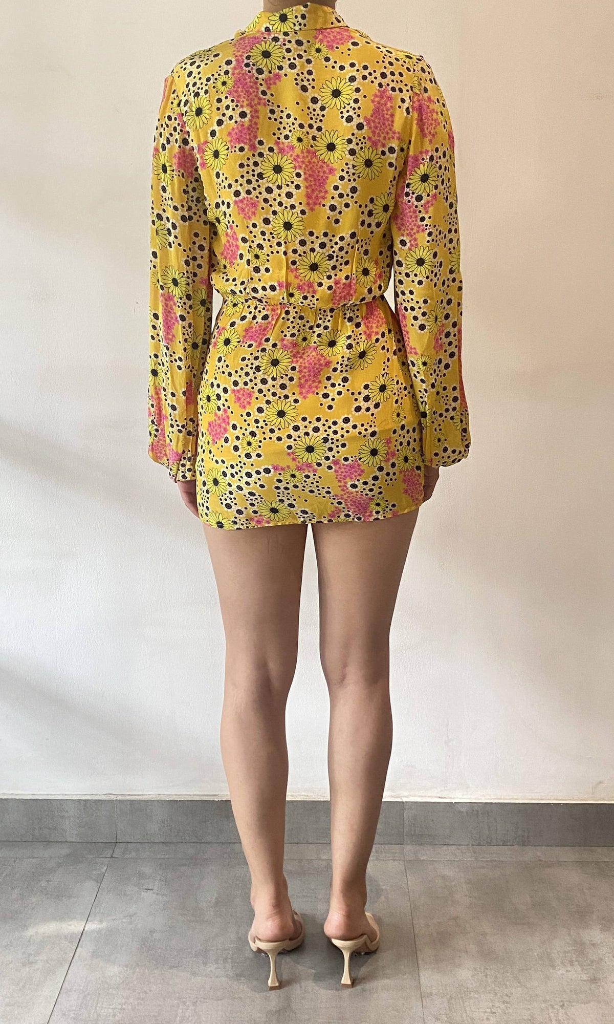 Womens | Inv Viscose Crepe Short Dress | Yellow Multi