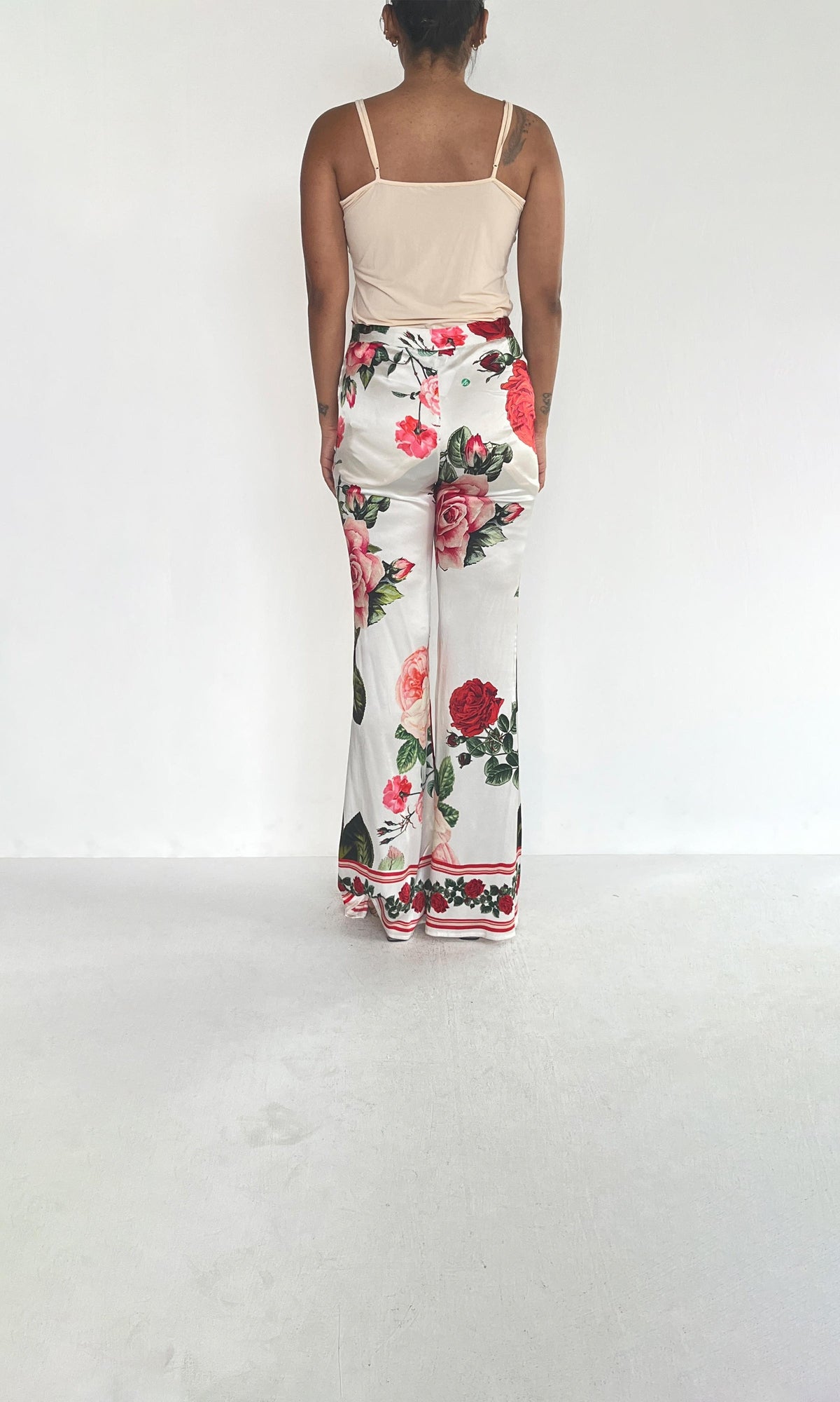 Womens | Inv Viscose Satin Pants | White Floral
