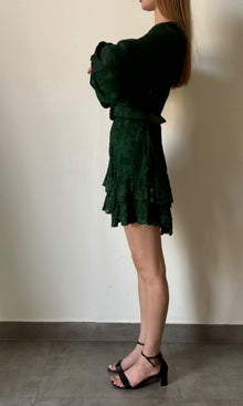 Womens | Inv Viscose Flower Jacquard Mini Dress | Green