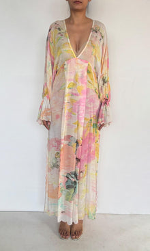 Womens | Inv Viscose Crepe Flower Jacquard Kaftan | Multi