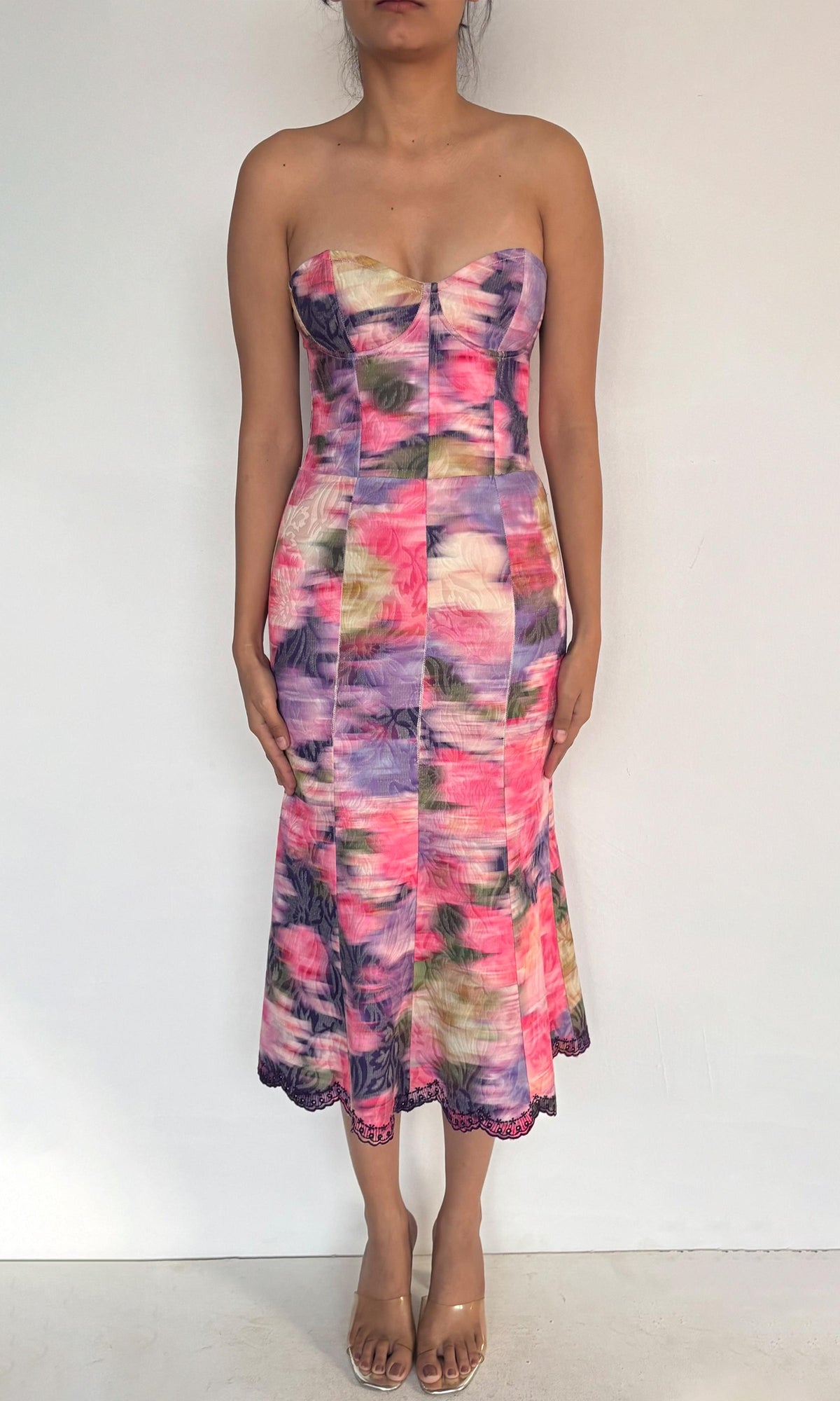 Hemant And Nandita | Inv Cotton Jacquard Midi Dress | Purple