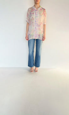 Womens | Inv Viscose Georgette Golden Stripe Shirt | Off White
