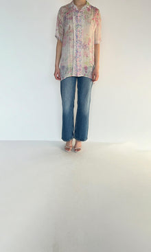 Womens | Inv Viscose Georgette Golden Stripe Shirt | Off White