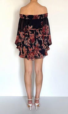 Womens | Johi Viscose Flat Chiffon Smocked Mini Dress | Black