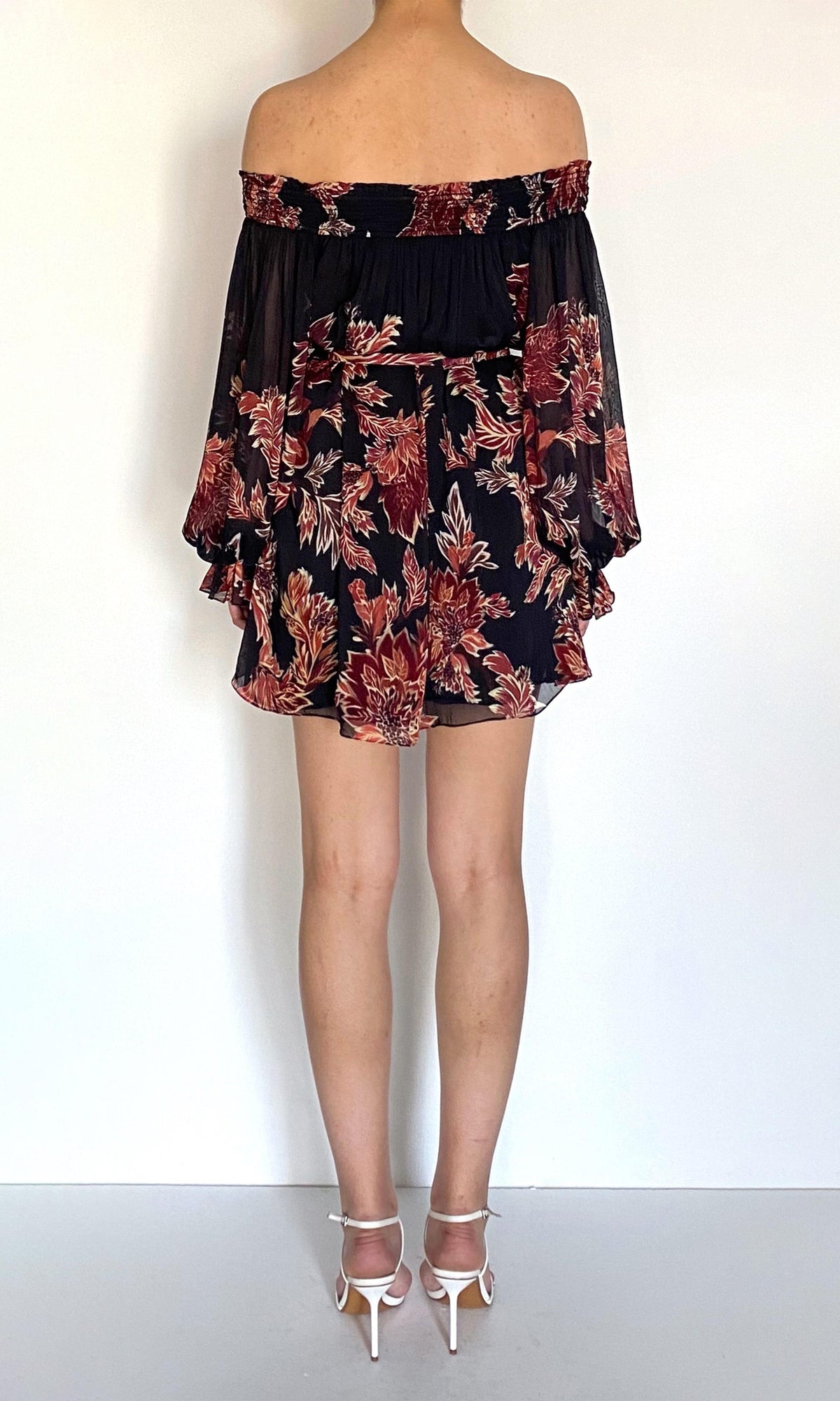 Womens | Johi Viscose Flat Chiffon Smocked Mini Dress | Black