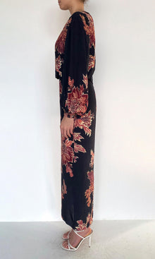 Hemant And Nandita | Johi Viscose Heavy Crepe Ankle Length Dress With Blouson Sleeve | Black